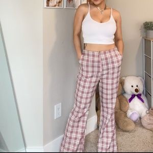 Vintage Plaid Flare Pants